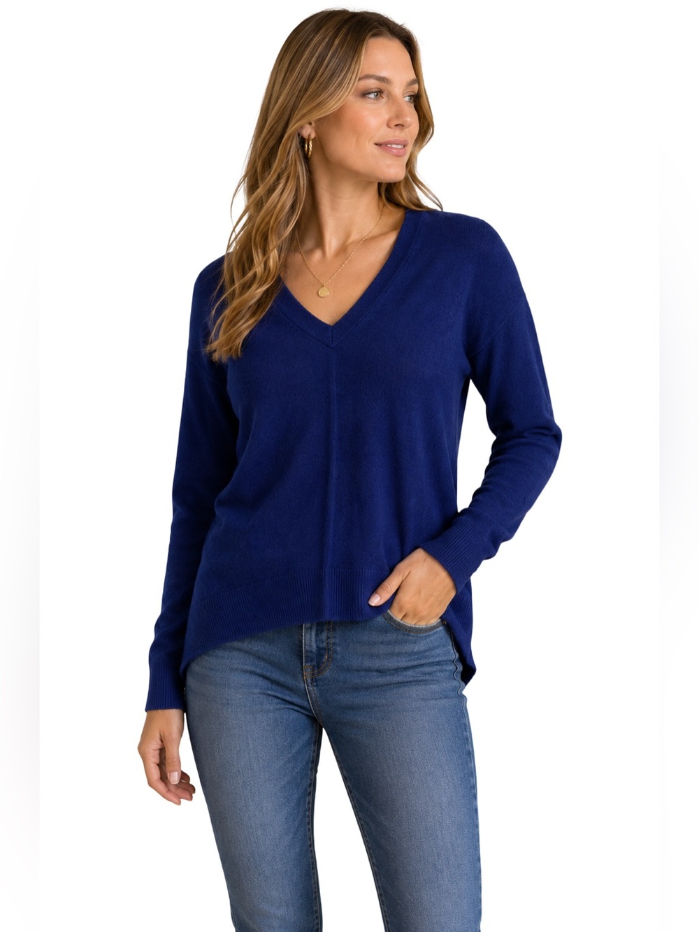 Tomas Maier 100% Wool Blue Italian V-Neck Knit Sweater